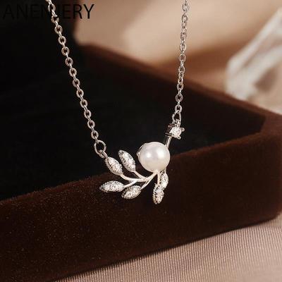 Leaf Necklace Female Light Luxury Zircon Pearl Clavicle Chain Necklace Jewelry