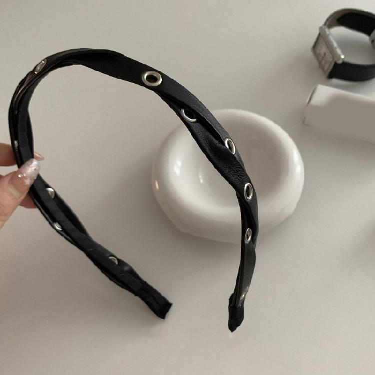 Spa Headband Twisted Leather Hairband Woman Makeup PU Leather Rock Headband
