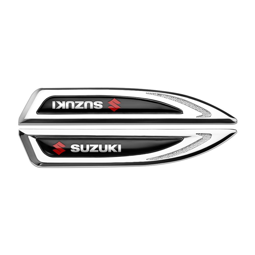 2Pcs Auto Logo Metal Car Body Side Fender Badge Decor Stickers For Suzuki Grand Swift Jimny Vitara Baleno SX4 Alto Kaiser Ingnis