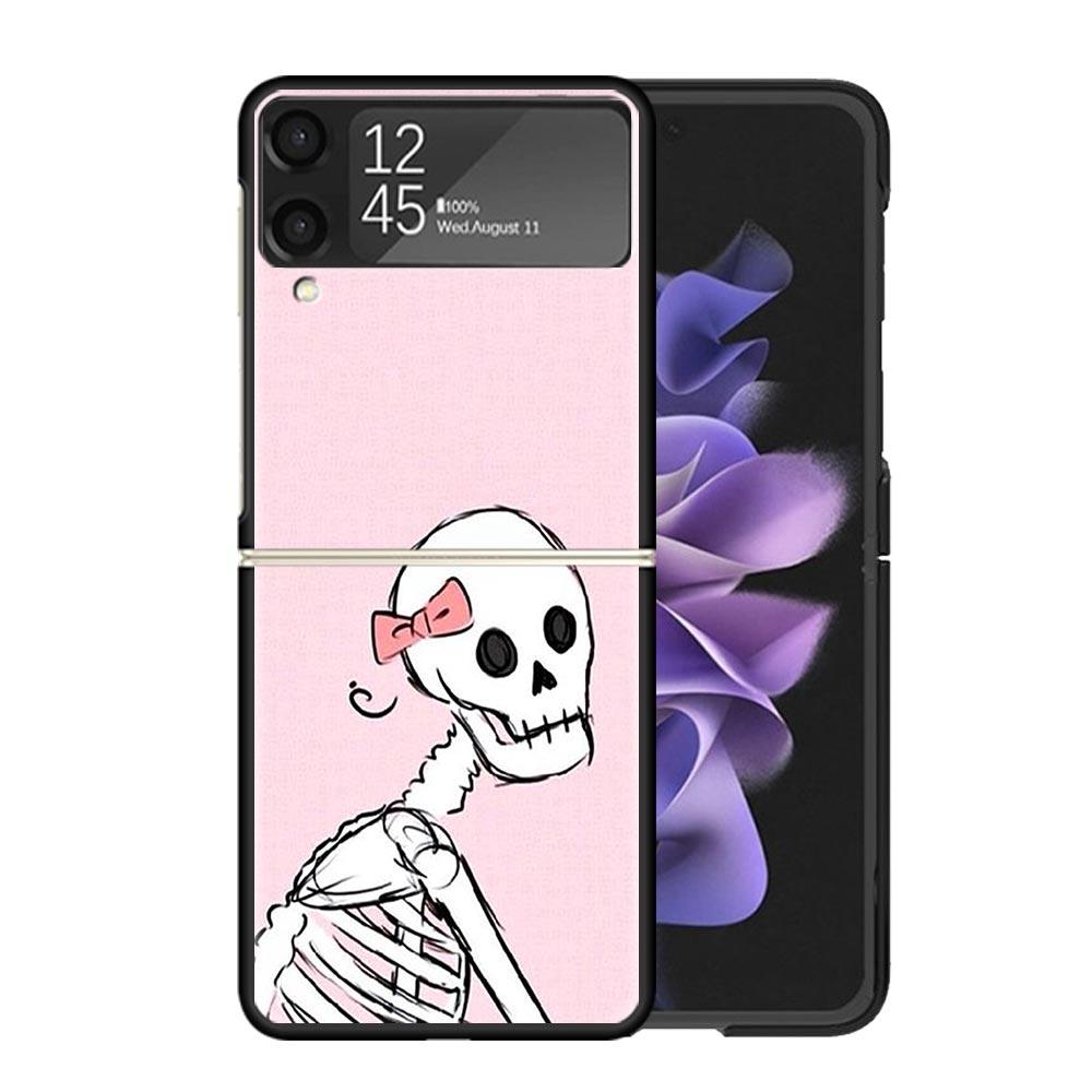 Pink Cat Skull Sorceress Witch Cases For Samsung Galaxy Z Flip 4 5 6 7 3 Z Flip7 Flip6 Flip4 Flip5 Flip3 5G Hard Shockproof Fund