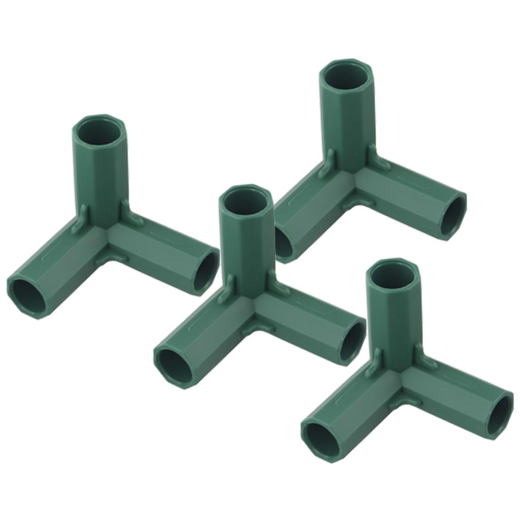 4Pcs 16mm Plastic Greenhouse Frame Building Connectors Green Outdoor Garden Structure Pole Joints Adapter 3 Way Brackets