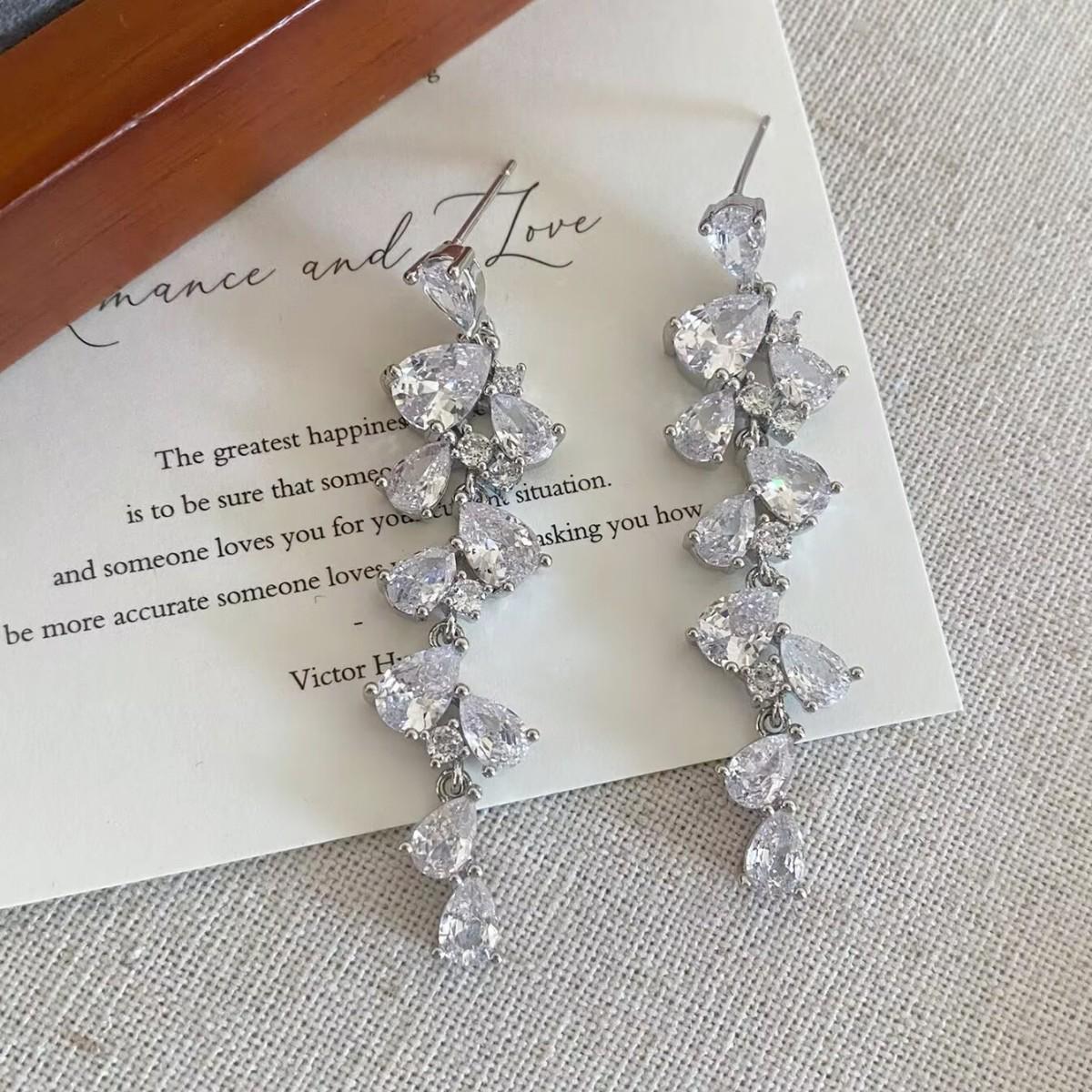Niche Zirconia Water Drop Tassel Earrings - Unique, Stylish, Versatile Design