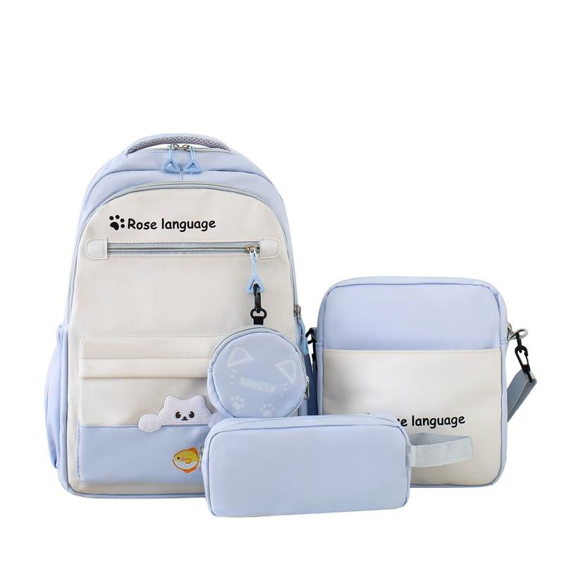 

College Style Large Capacity Schoolbag for Women Korean Version Simple Three Piece Backpack for Primary and Secondary School Students