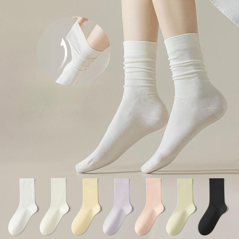 Women's Pure Cotton Mid-Tube Socks - High Breathability and Sweat-Absorbent for Autumn and Winter