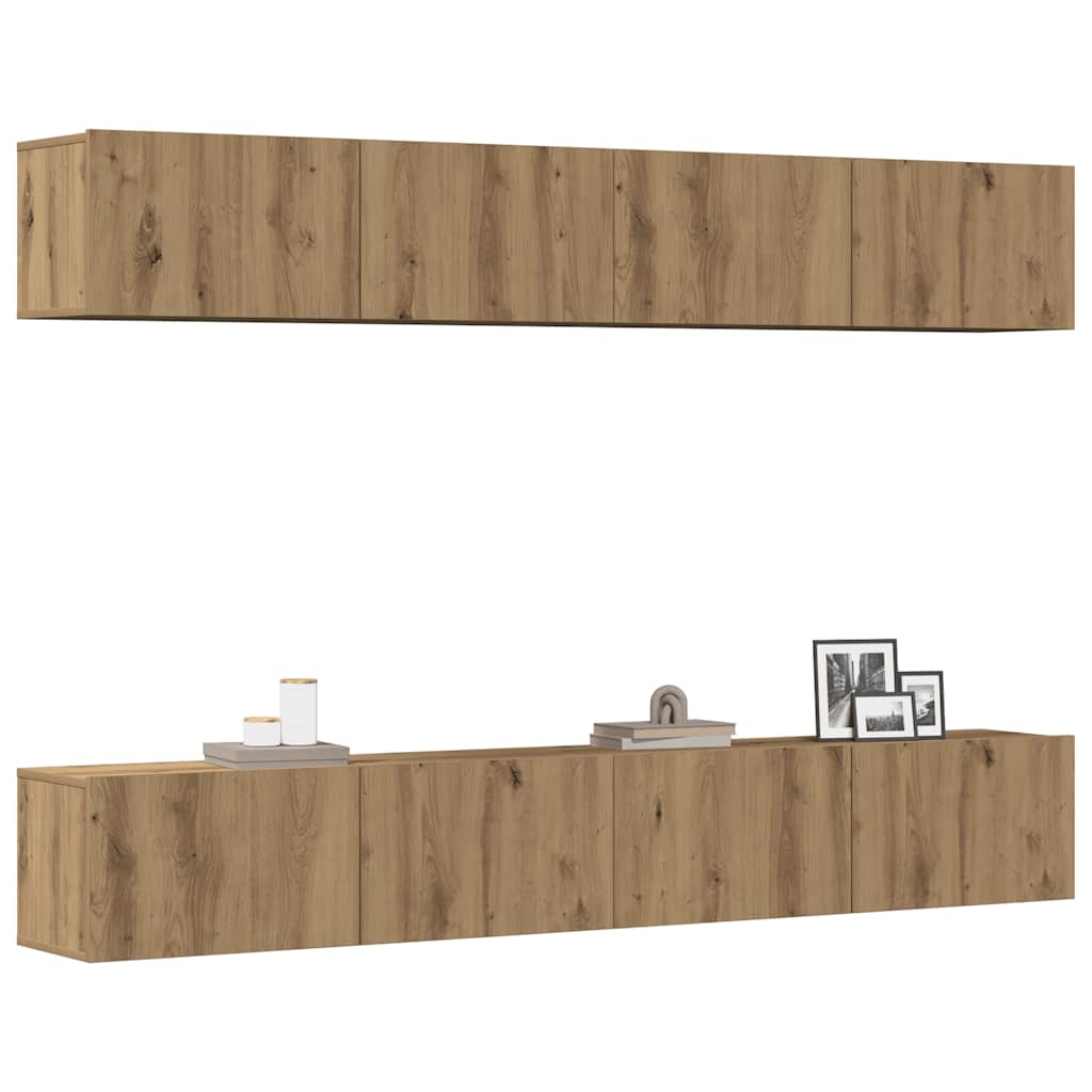 4 Piece TV Wall Cabinet Set Artisan Oak 100 x 30 x 30 cm