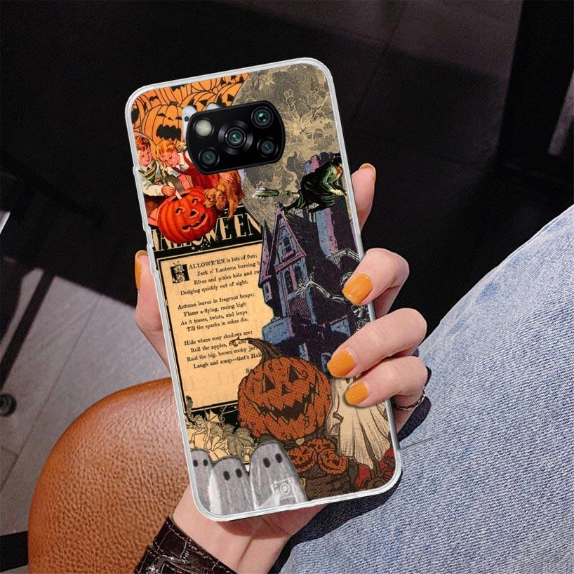 October Fall Halloween Spooky Pumpkin Phone Case For Xiaomi Poco X7 X6 X5 Pro F7 Ultra Redmi 15C 15 13C 13 12C 12 10 10A 10C 9 9