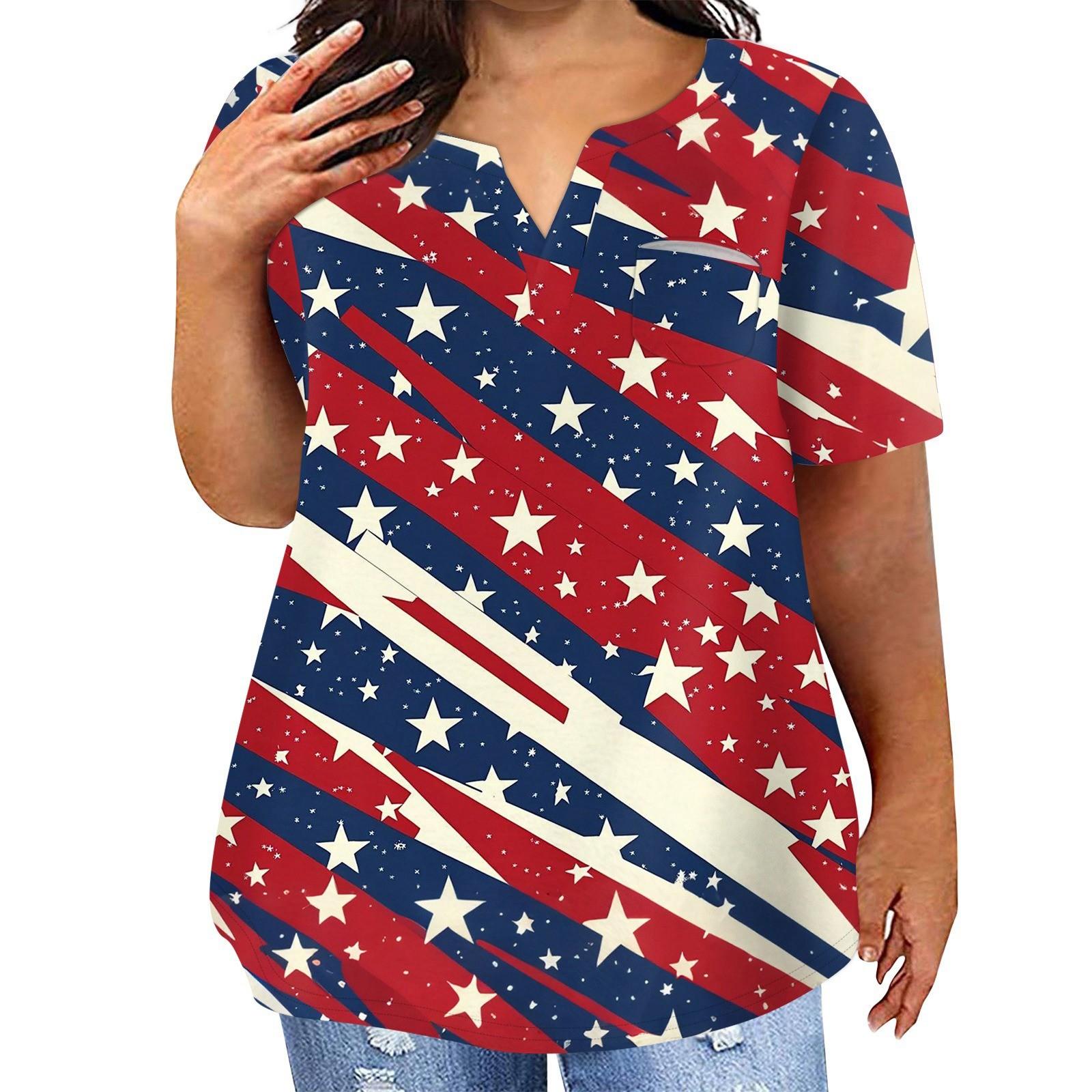 

Женская футболка большого размера, повседневный топ с карманами и V-образным вырезом с короткими рукавами XL