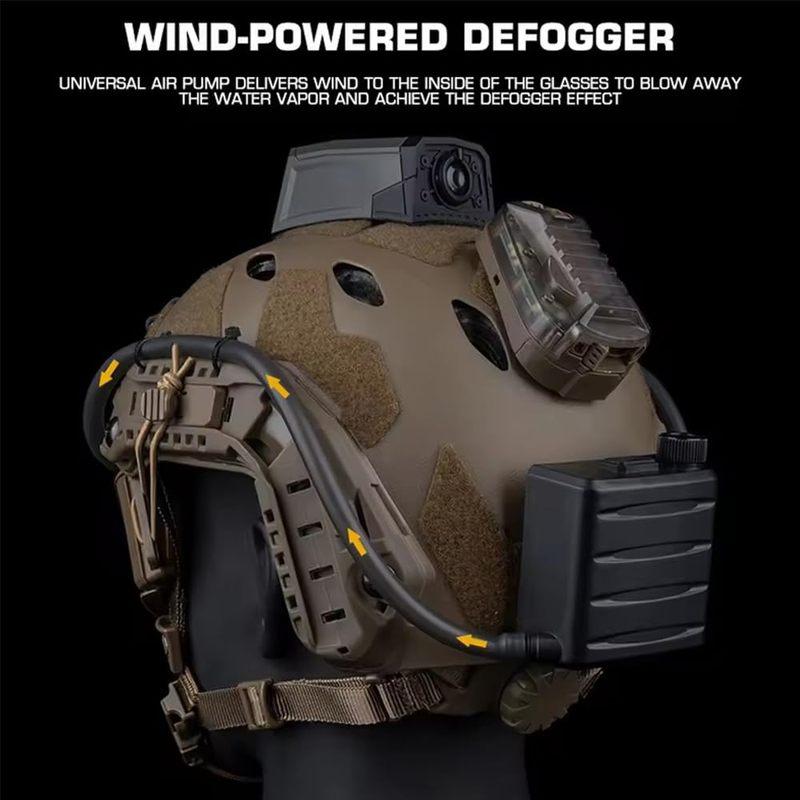 Tactical Cordless Airsoft Goggles Defogger Defogging Fan Anti-fog Pump for Safety Glasses with Rubber Seal Adjustable Wind Speed