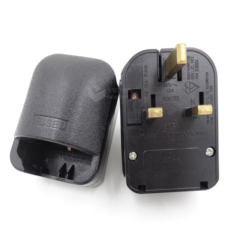 ST-6 Flip-Type UK Standard 90° Euro/German to UK Adapter Plug Black *SCP3