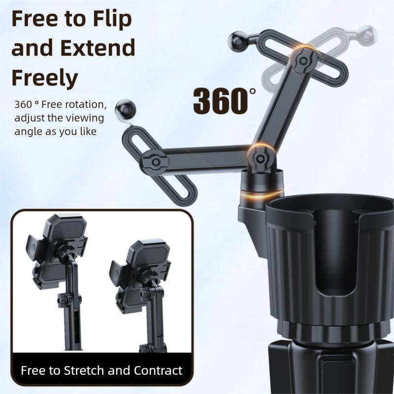 Upgraded 2-in-1 Car Cup Holder Phone Mount 360° Rotatable Universal Cup Holder Phone Stand For iPhone Samsung Smartphones