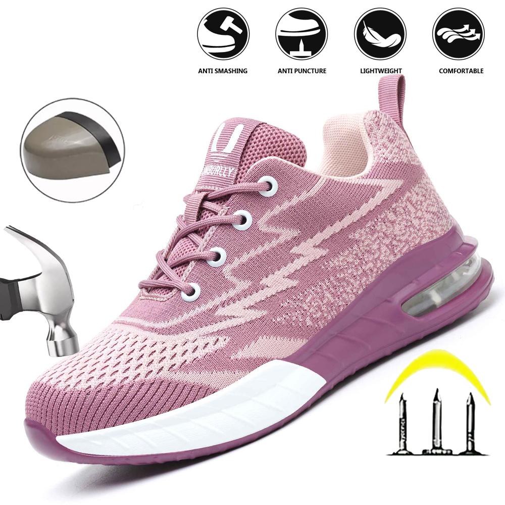 Women's Safety Shoes Steel Toe Anti-Smashing And Anti-Stabbing Breathable Lightweight Work Boots Four Seasons Women's Work Shoes