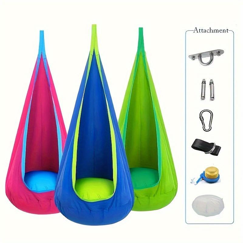 1pc Children's Hanging Chair Indoor and Outdoor Children's Swing with Air Cushion Nylon Pure Cotton Bag Swing, Hanging Chair Hammock Swing