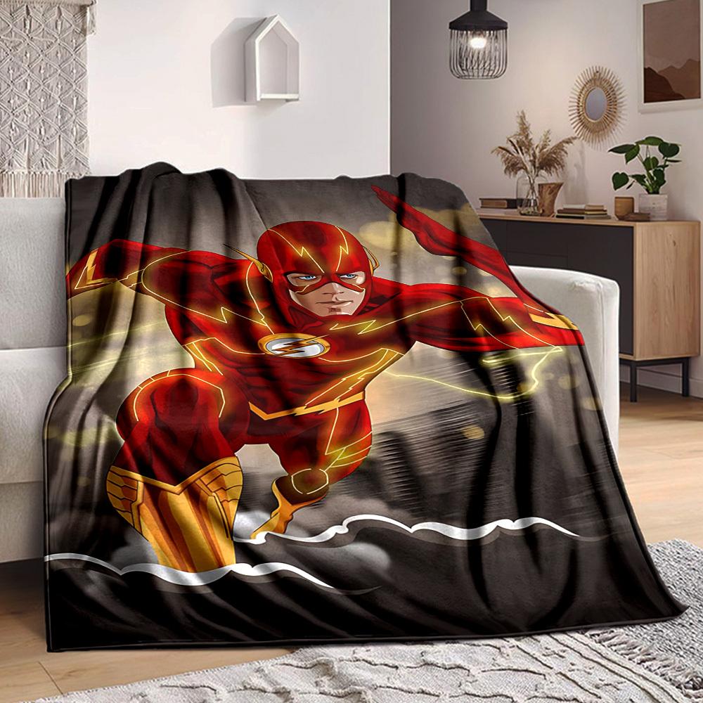 1pc Flash superhero Flannel Throw Blanket Soft, Warm & Cozy for Couch, Bed, Office, and Travel Versatile All Season Gift, Christmas present