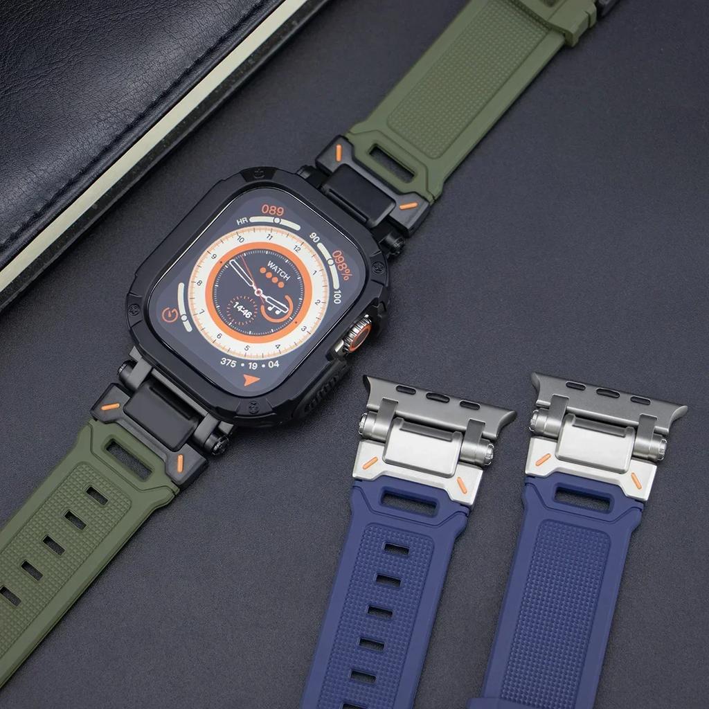 Armband+Hülle für Apple Watch Band Ultra 2 49mm 44mm 45mm TPU Schutzhülle Abdeckung Silikonarmband für IWatch Serie 9 8 7 6 5 4