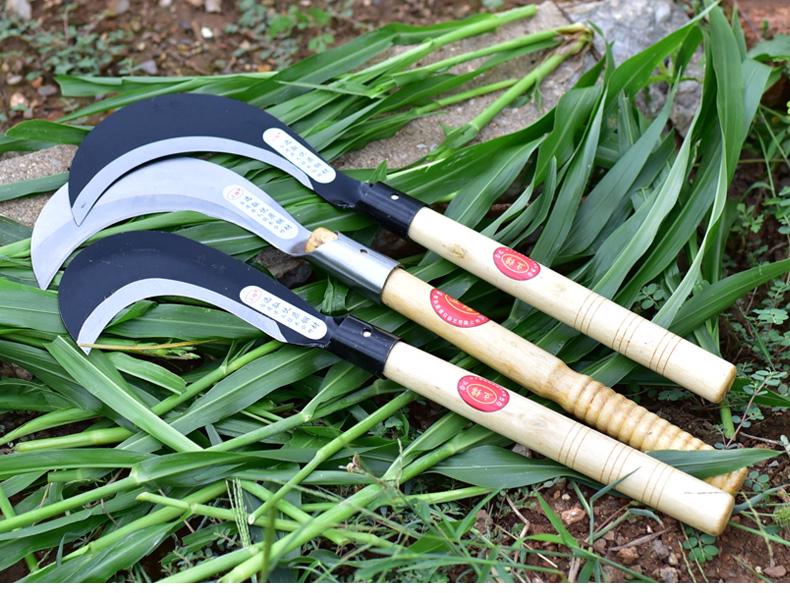 Large Outdoor Manganese Steel Weed Scythe - Long Handle Sickle for Grass Cutting and Corn Harvesting
