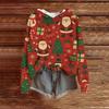 Women's Fashion Casual Long Sleeve Christmas Print Hooded Knitted Sweatshirt