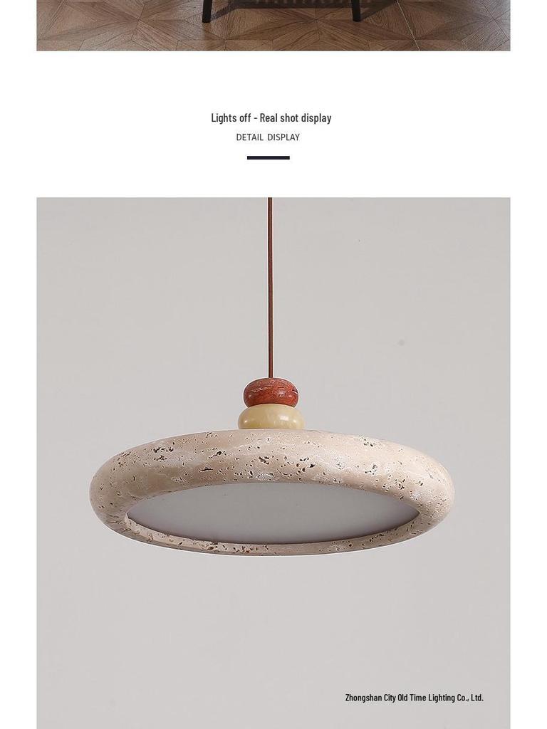 Wabi-Sabi Retro Yellow Travertine Chandelier, 2024 New Design for Dining Room or Bar Counter