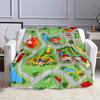 Colorful Cartoon Town Map Design Patterned flannel blanket perfect for the bedroom living room, sofa, or a little nap