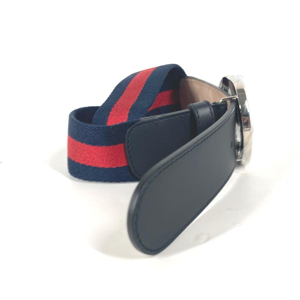GUCCI 411924 GG interlocking G Belt Accessories belt Leather/Canvas Navy/Red