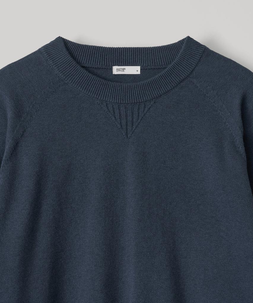 ANOTHER OFFICE WOMEN W. Whole Garment Crew-Neck Knit (Indigo Blue)