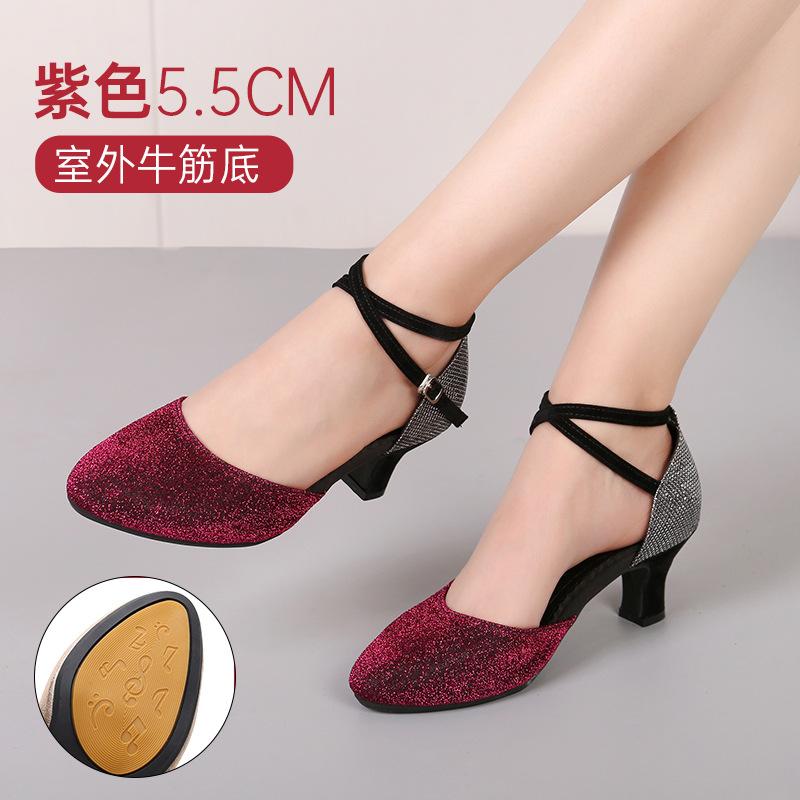 Zapatos de Baile de Salón para Mujer Zapatos de Baile Latino Dama Punta Cerrada Zapatos de Salsa Tacón Bajo Zapatos de Baile Latino Mujer 3.5cm/5.5cm