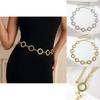 Geometric Metal Waist Chain For Women With Engraved Design For Chic Office Looks