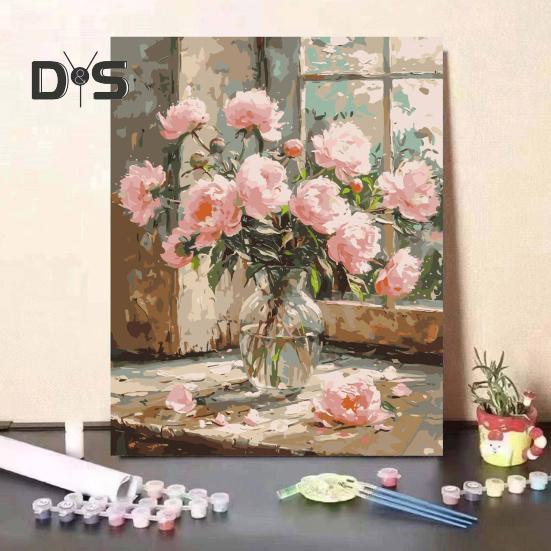 1 Set Kit Pittura a Olio Fai da Te per Adulti con Cavalletto in Legno Kit Dipingi con i Numeri Fai da Te Kit Sviluppo Abilità Pratiche