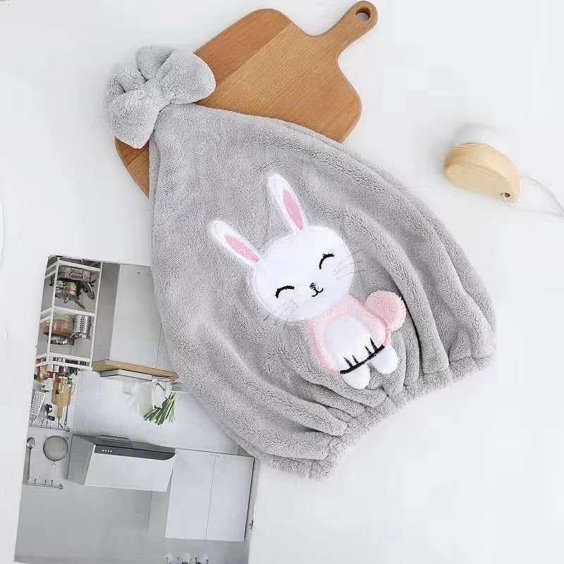 Quick-Dry Cute Cat Kids Coral Fleece Hair Towel Cap