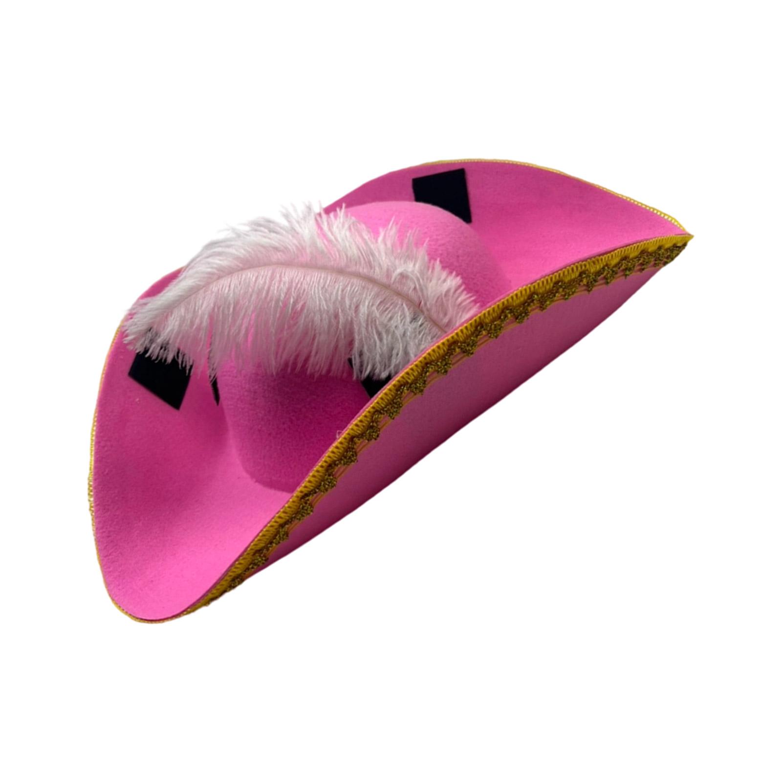 

Halloween Pirate Hat Tri Corner Costume Accessory With Gold Lace Trim Soft Felt Material For Adults Kids Parties
