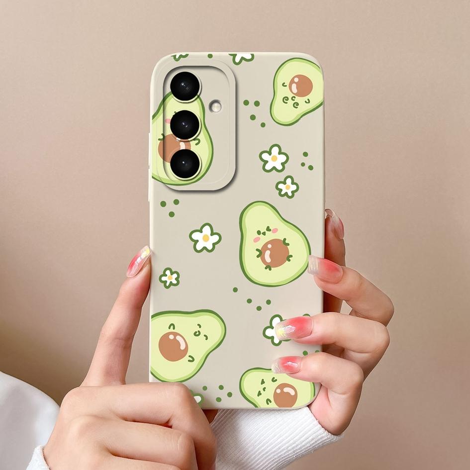 Shell For Samsung A05 A16 A56 A26 A36 F14 A05S S25 Plus Ultra Case Exquisite Avocado Durable Anti Slip Liquid Silicone Pretty Flower Cover For Samsung