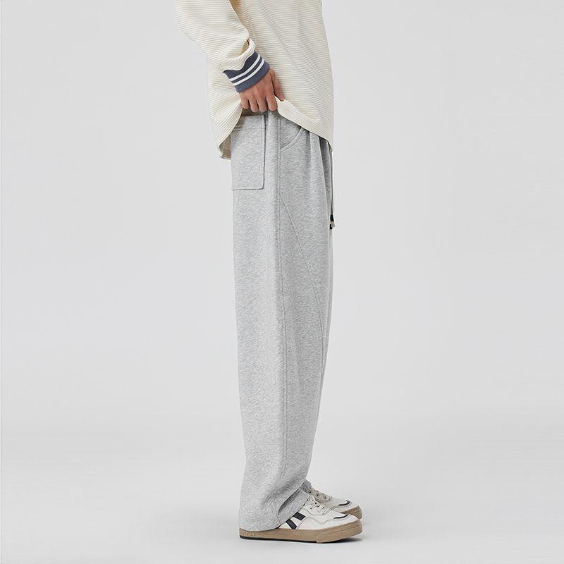 Solid Color Simple Trendy Brand Scimitar Sweatpants Men's Spring and Autumn New Loose Wide-leg Drape Sports Casual Trousers