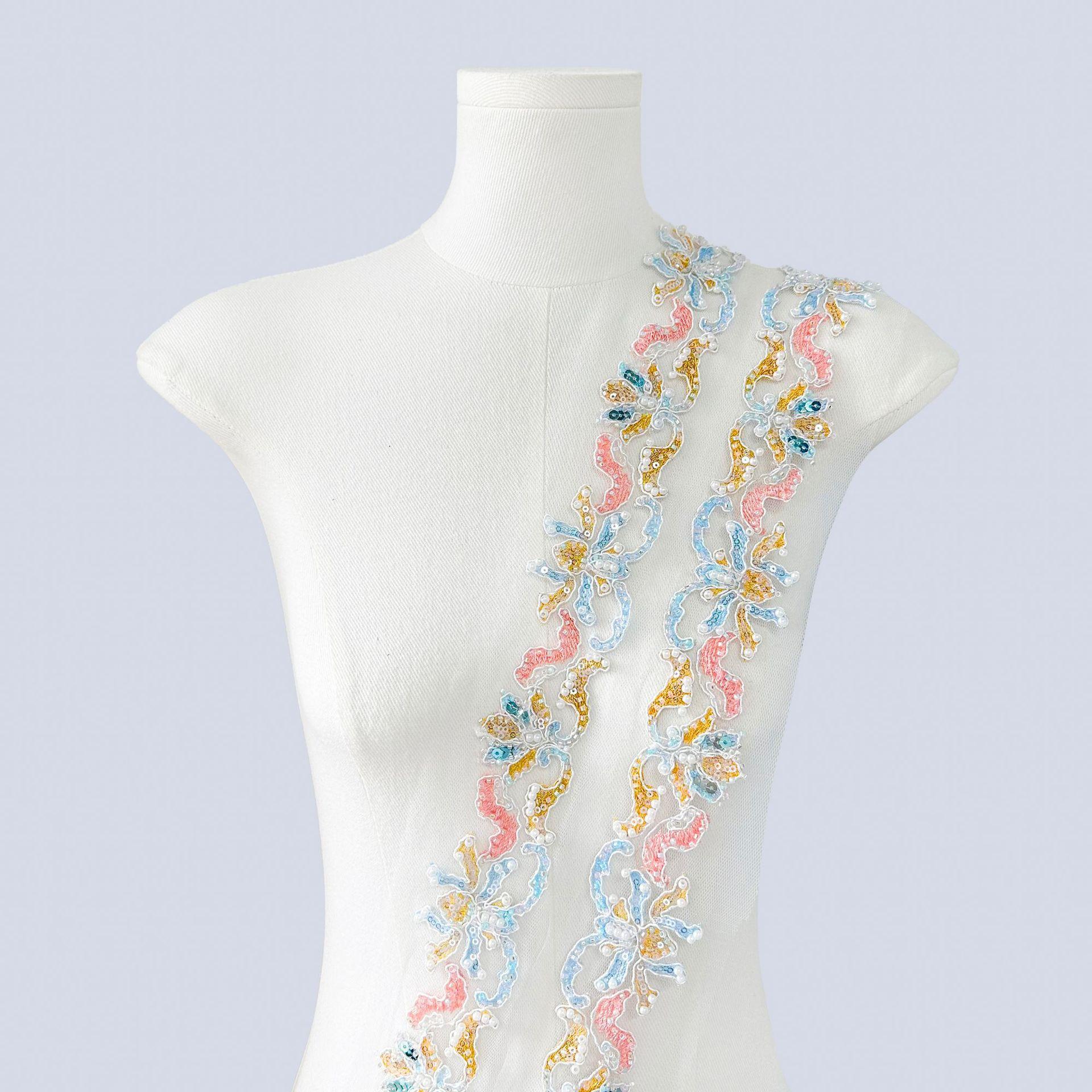 

Exquisite Color Hollow Mesh Yarn Car Stock Bead Sequin Barcode Clothing Dress Hair Accessories Lace Accessories T3203 one yard