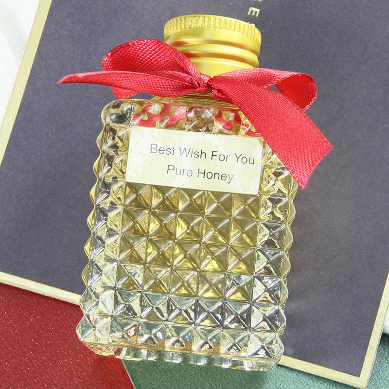 Xi Mi Honey Gift Box: Creative Wedding Favor Jar with Diamond Bottle Design 35g Bow