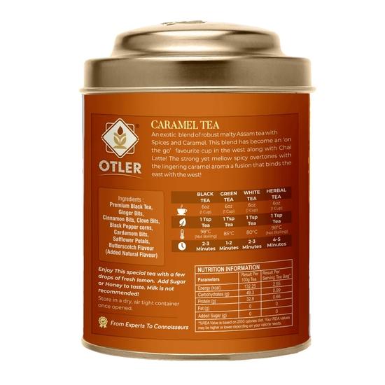 Otler Caramel Chai – 100% Natural Loose Leaf Tea | Smooth Caramel Flavour Chai | Supports Digestion & Skin Health | Whole Leaf Assam Tea – 100g Pouch
