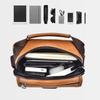 Mens Vintage Fashion Sling Bag Large Capacity Solid Pu Leather Message Bag One Shoulder Bag with Handle