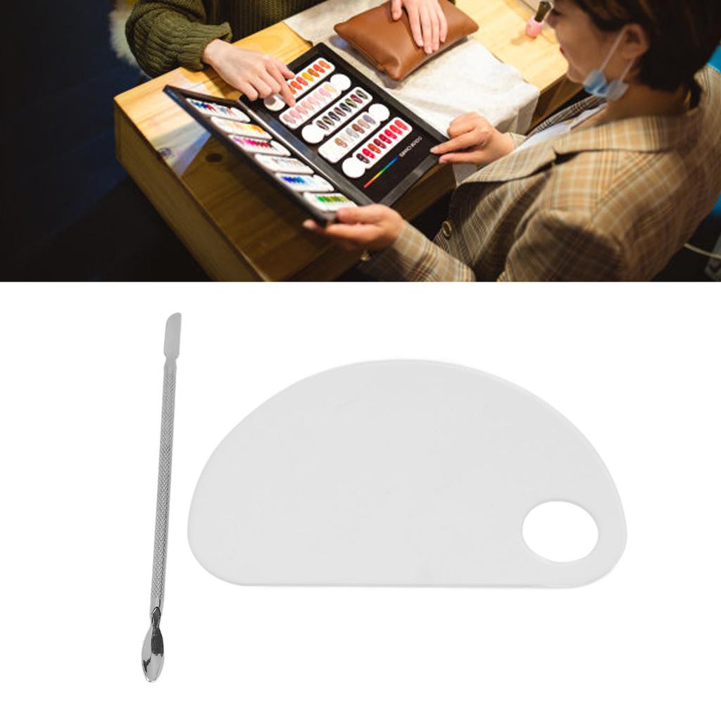 Nail Art Mischpalette mit Spatel Daumenloch Acryl Halbkreisform Klar Make-up Mischtablett