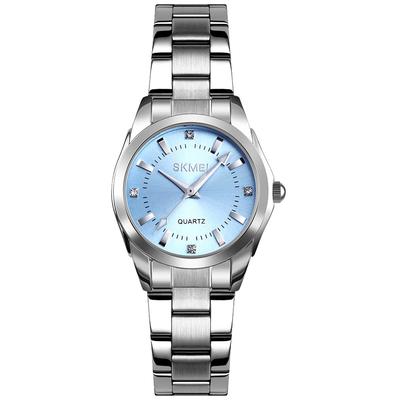 SKMEI Women's Watch, Stylish Silver Stainless Steel, Waterproof, Business, Classic, Ladies' Analog Quartz Movement, Brand Name, Casual, Simple,
