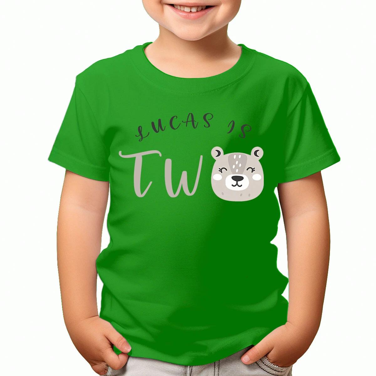 Custom 2nd Birthday T-Shirt Cute Bear & Name Design Personalised For Boys#TA-195 120