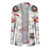Women's Casual Christmas Print Mid-Length Open Front Cardigan Sweater for Holiday Wear