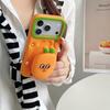 Silicone Sweet Potato Stand Phone Case for Apple 17 Pro Max, Orange Base