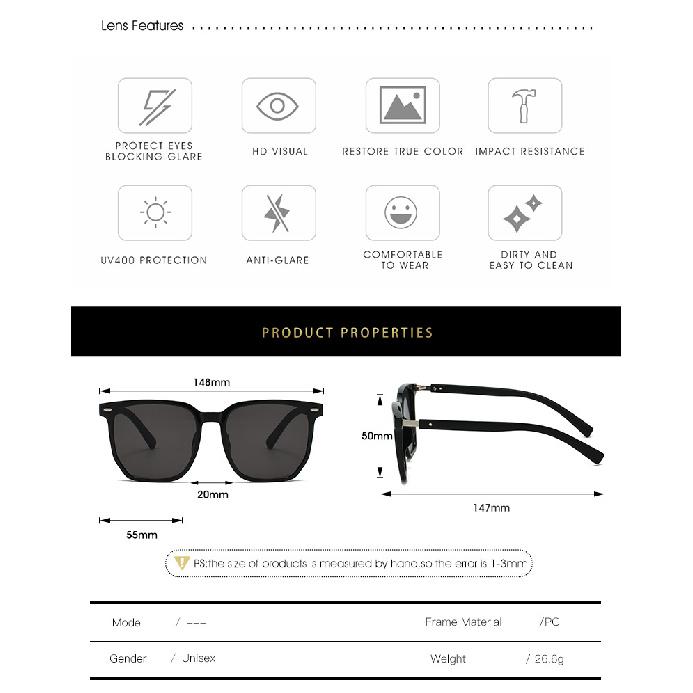 Cool Square Sunglasses, PC Frame, for Men and Women, UV Protection Sunglasses, Wholesale
