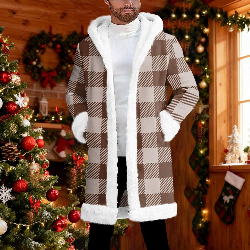 Herrkofta med huva, lång varm kappa