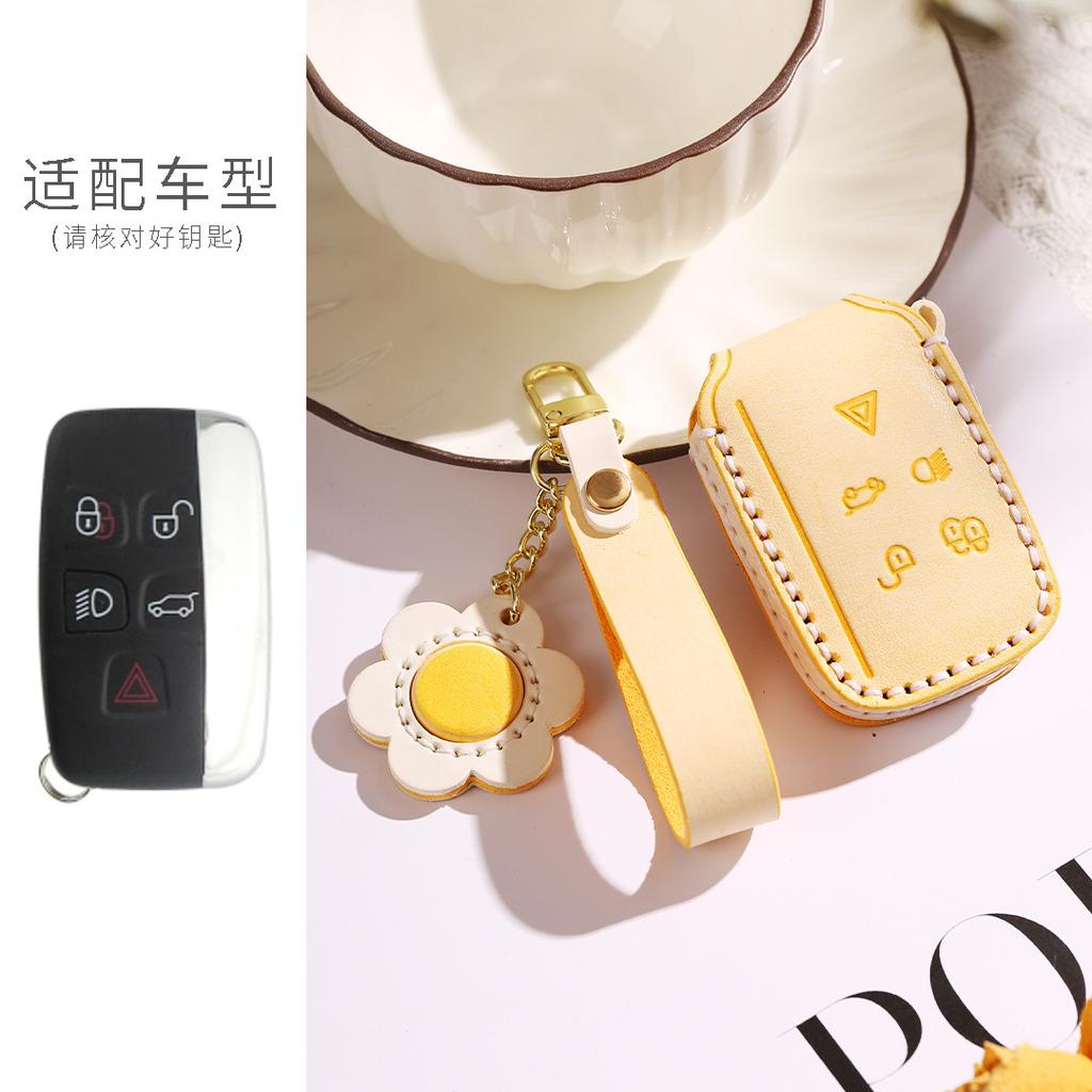 Fit For Land Rover Range Rover Evoque Discovery Sport Velar Fit For Jaguar Xe Xf E-Pace F-Pace Genuine Leather Auto Key Fob Cover Case Auto