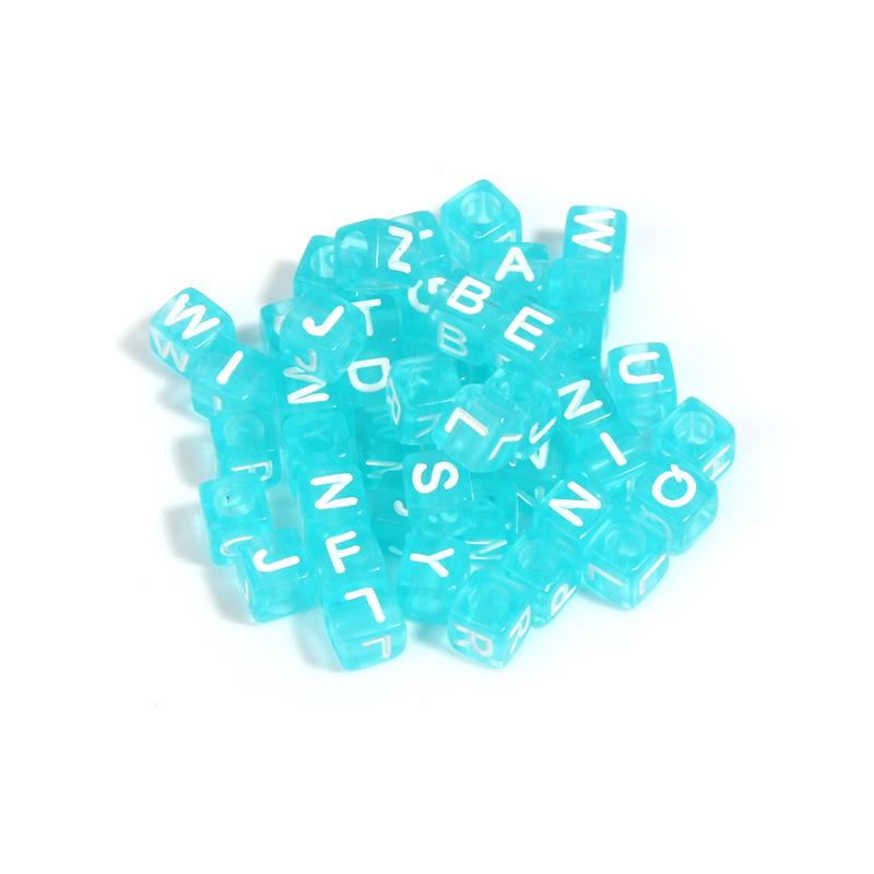 100 Pcs Acrylic Transparent Colored Square Alphabet Charms for DIY Bracelets