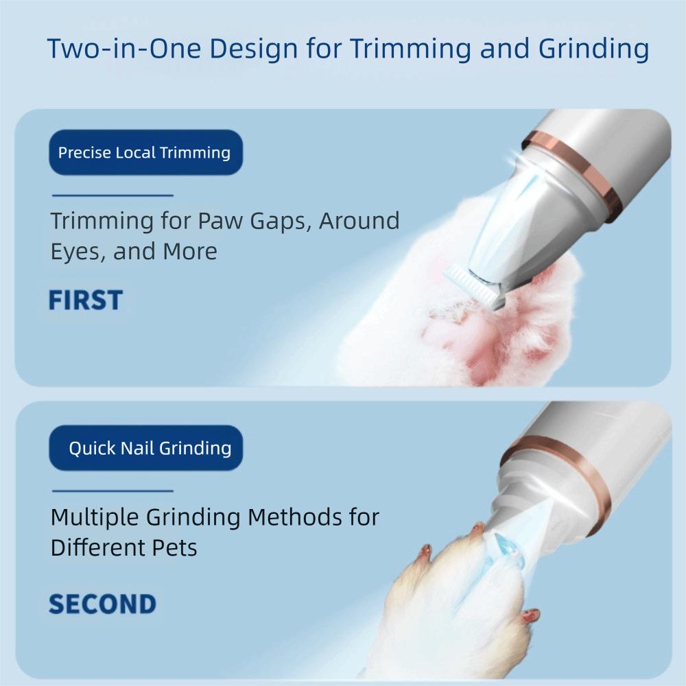 LED Pet Dog Paw Trimmer 2-in-1 Dog Cat Hair Trimmer Electric Grooming Clippers  for Cats and Dogs