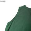 ZANZEA Women Elegant Casual V-Neck Solid Color Loose Sleeveless Dress