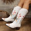 Large Size Long Embroidered Boots Thick Heel Women's High Boots Women's