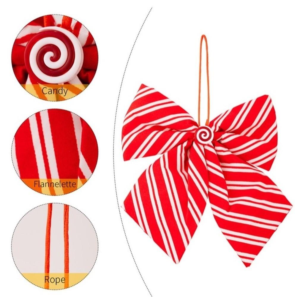 Candy Stripe Christmas Bow Tie Red White Tree Decorations New Wreath Bow  Door Decor