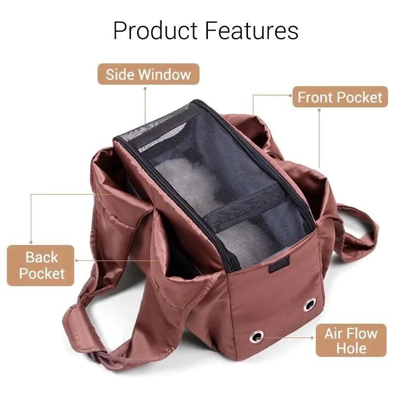 Portable Soft Sided Cat Carrier Breathable Mesh Top Window Small Dog Carrying Bag Travel Transporter Shoulder Bags