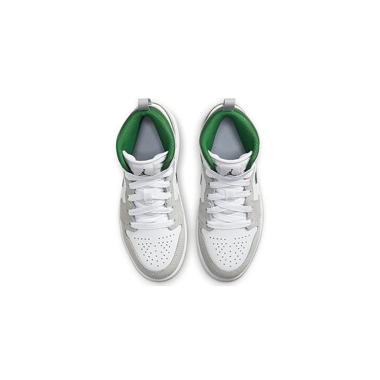 Air Jordan 1 Mid SE PS Szaro-Sosnowo-Zielone Dziecięce Sneakersy Biało-Jasnoszaro-Szare DC7249-103